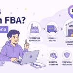 Esquema visual mostrando el funcionamiento de Amazon FBA desde el proveedor hasta el cliente final a través de los almacenes de Amazon