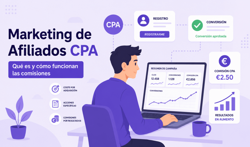 Profesional analizando campañas de Marketing de Afiliados CPA y sus comisiones