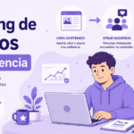 Persona aprendiendo marketing de afiliados desde cero mientras crea contenido y genera comisiones online