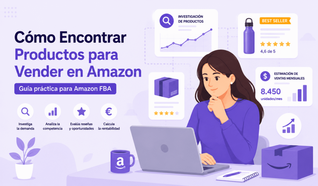 Emprendedor investigando productos para vender en Amazon FBA que sean rentables