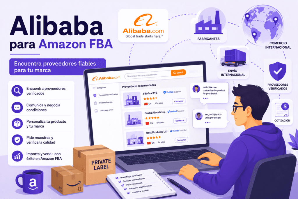 Emprendedor buscando proveedores en Alibaba para Amazon FBA y poder vender productos.