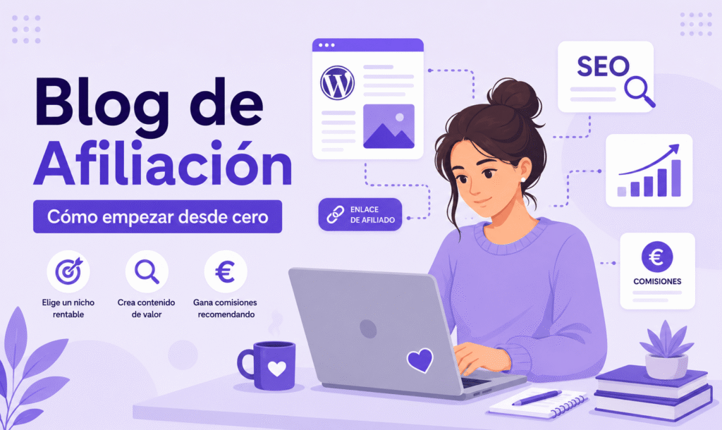 Emprendedora creando un blog de afiliación desde cero con WordPress