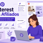 Emprendedora estudiando la oportunidad de trabajar en Pinterest para afiliados