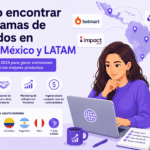 Emprendedora buscando programas de afiliados en LATAM desde su ordenador
