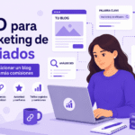 emprendedora aprendiendo estrategias de SEO para marketing de afiliados