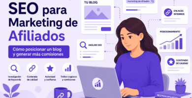 emprendedora aprendiendo estrategias de SEO para marketing de afiliados